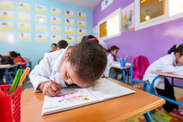 A girl in a classroom